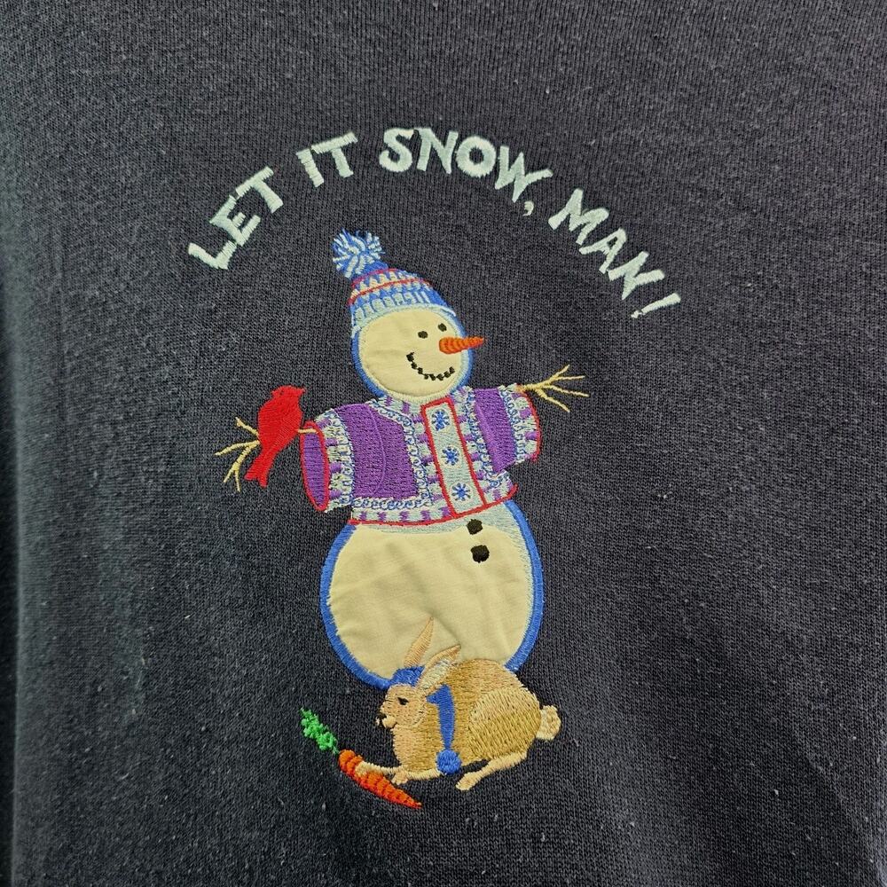 Vintage Christmas Sweatshirt Womens XL Mens Medium 90s Snowman Let It Snow Joke